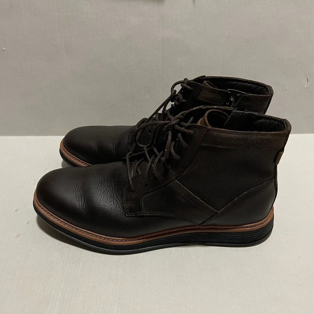 Mark Nason Los Angeles Leather Chukka Boots Dark Brown Side Zip Men's 8 SN225032